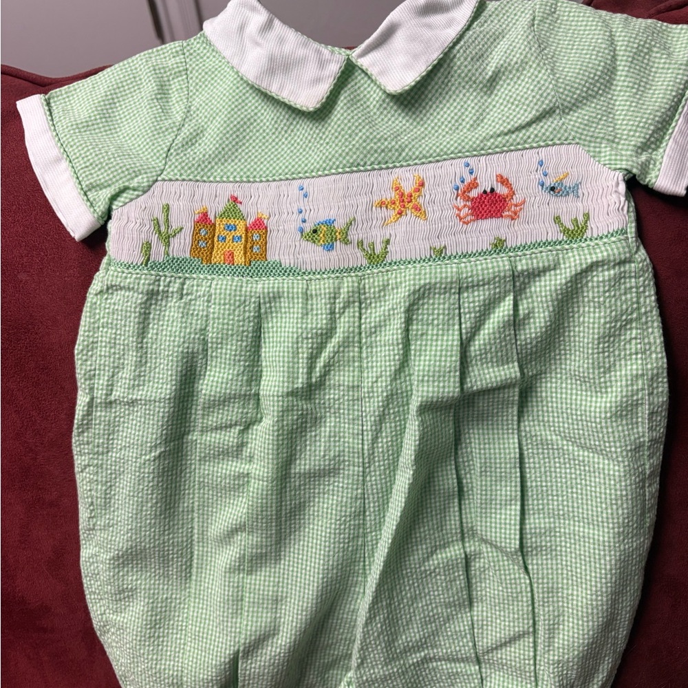 Carriage Boutique Green Embroidered One Piece